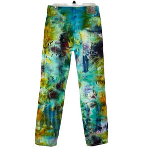Levis Low Pro Straight Jeans Custom Tie Dye Womens Waist 26 XS Green Blue Levi’s